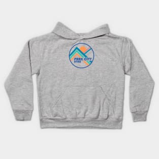 Park City Retro Circle Graphic Blue No Background Kids Hoodie